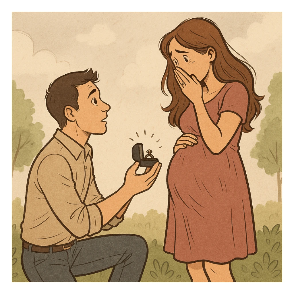 man proposing to his girlfriend and finding out she is pregnant sticker
