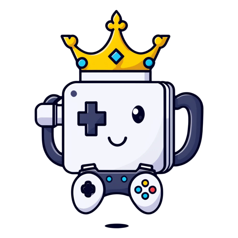 Colorful qbix88 online gaming logo with pro controller, crown for popular games, and expert rank symbol sticker