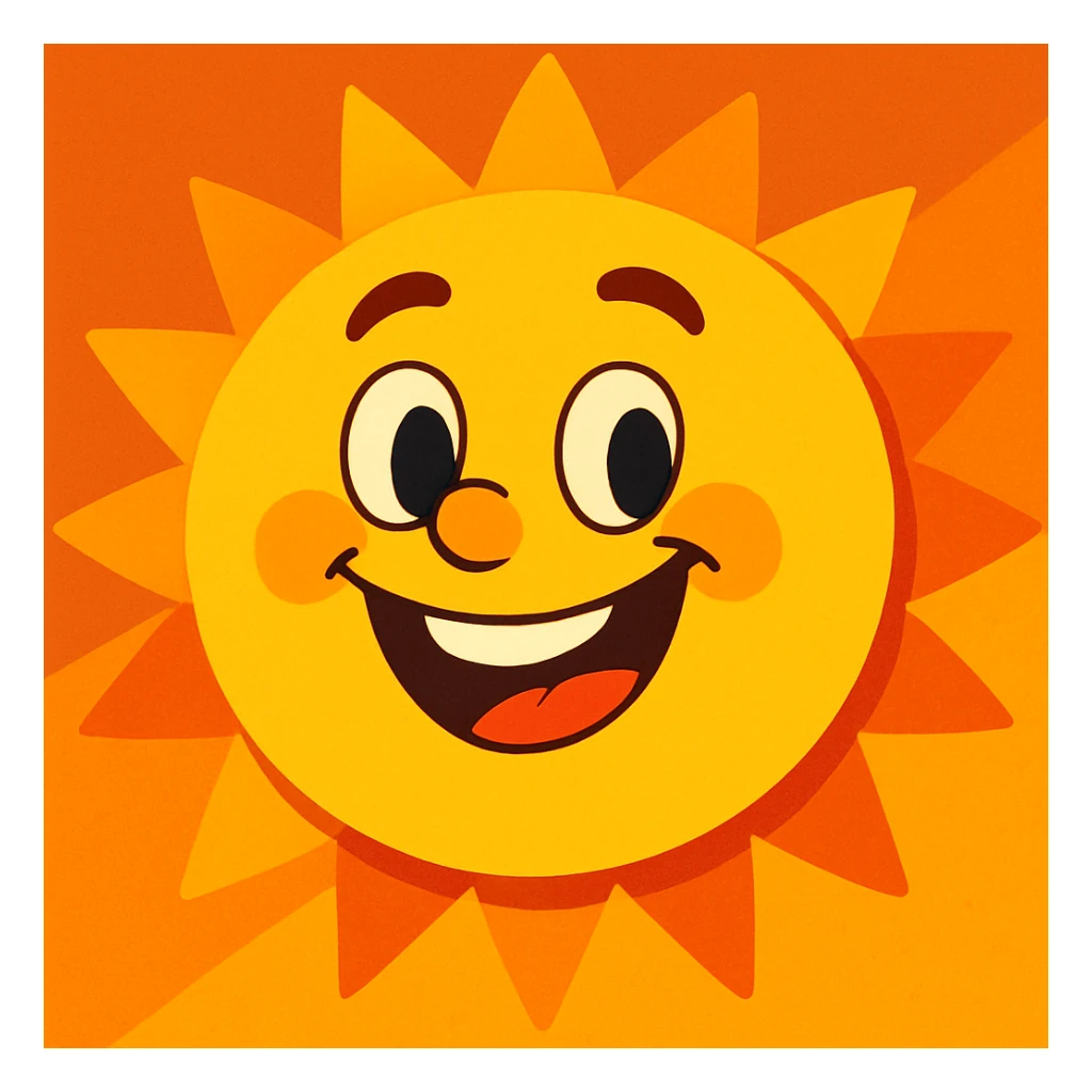 Sprunkl Mr Sun, cheerful sun character with a big smile, playful and bright, cartoon style, vibrant colors, simple background sticker
