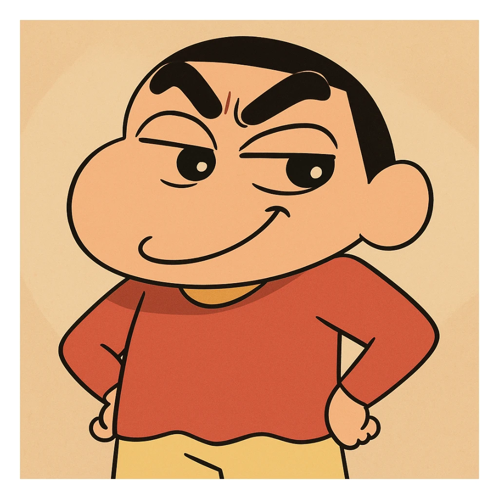 Shin Chan character, mischievous expression, vibrant colors sticker