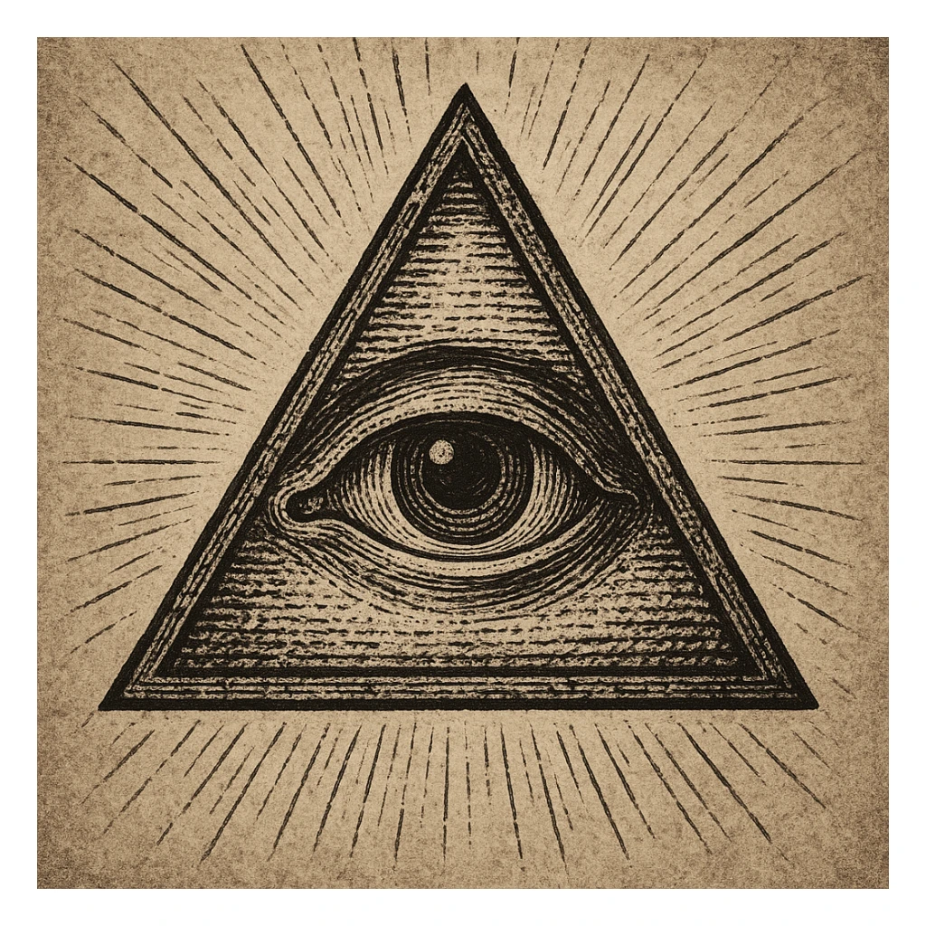 the Illuminati symbol, an eye inside a triangle, mysterious and iconic sticker