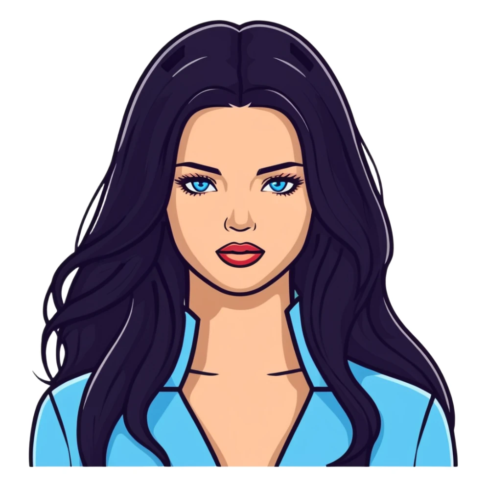 Adriana Lima, beautiful Brazilian supermodel with long dark hair and blue eyes sticker