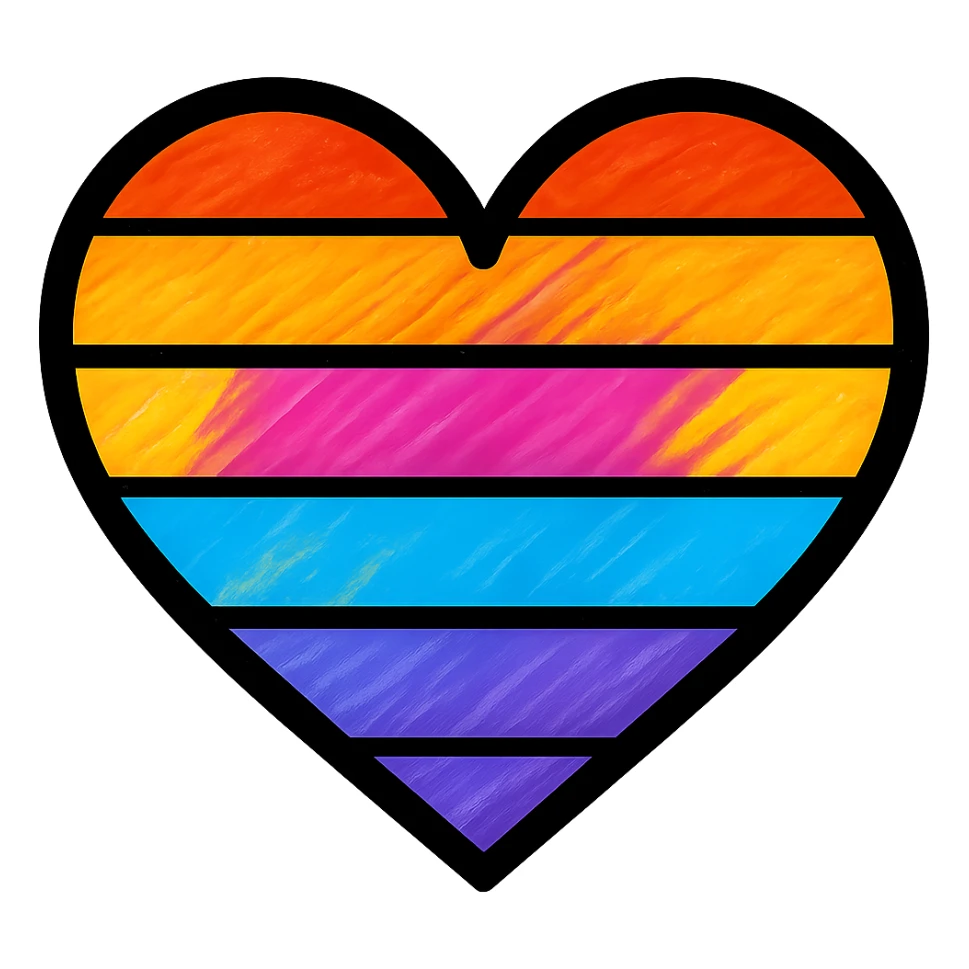 simple and bold heart in rainbow pride colors sticker