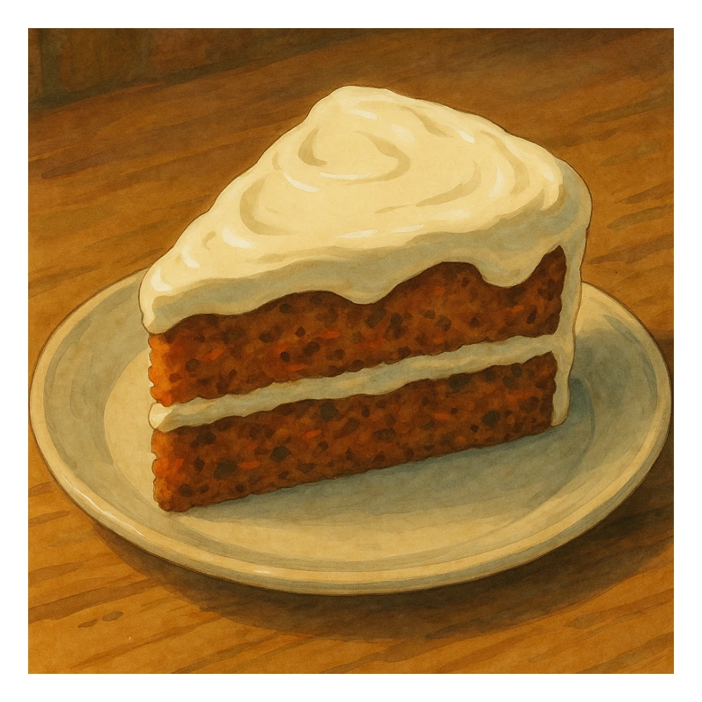 slice of carrot cake, thick icing  sticker