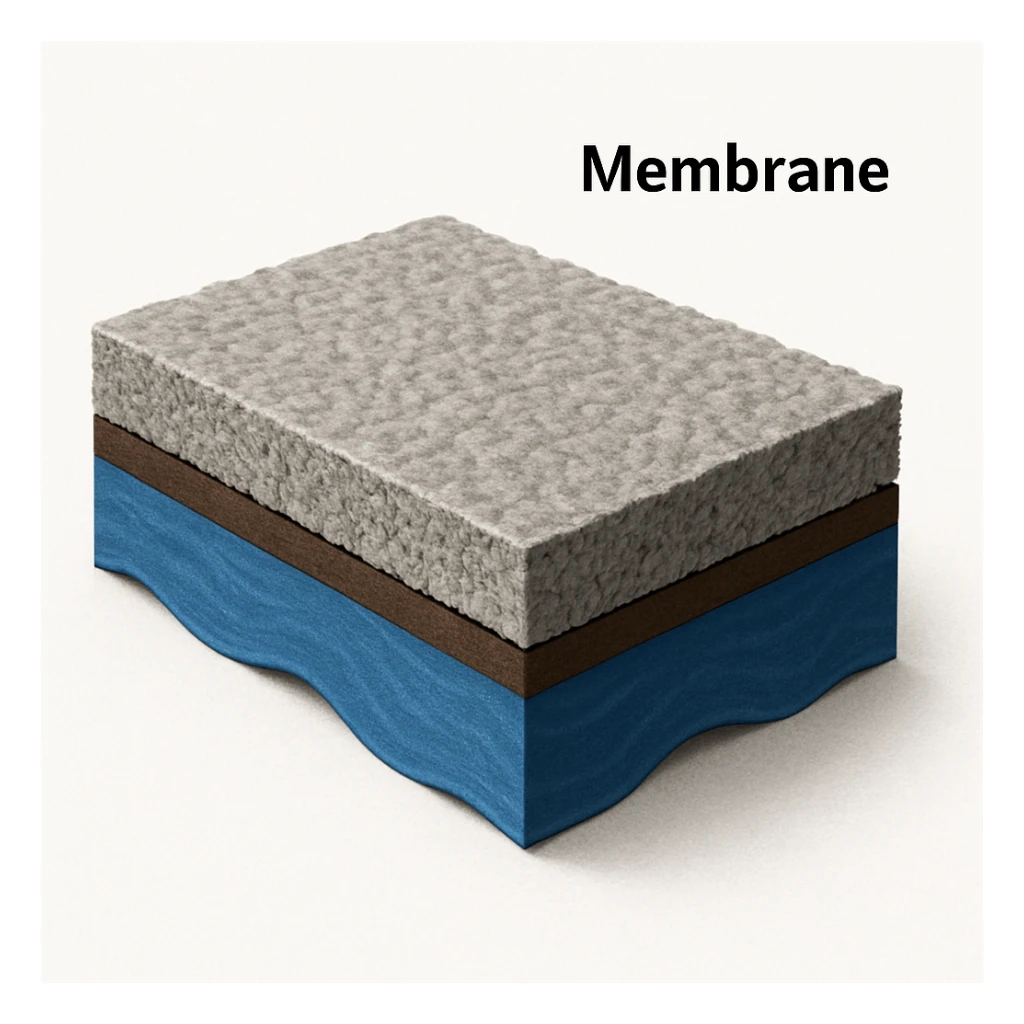 realistischer aufbau einer membranschicht. querschnit mit weißem hintergrund sticker
