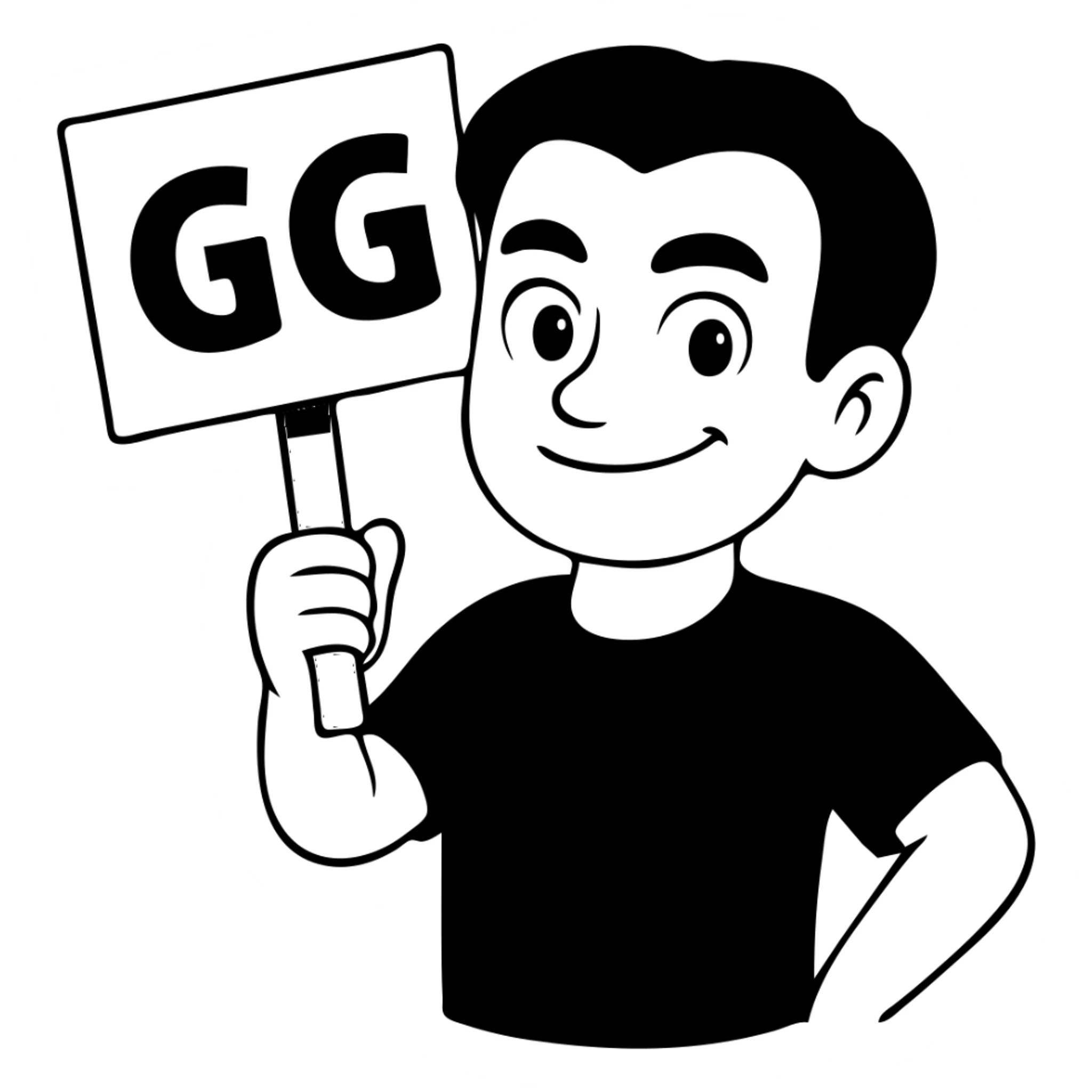 Make the figure in the second image exactly the same figure but with the graphic style of the first image: clean, vibrant cartoon style with black outlines. The shirt color should match the first image's black shirt. sticker