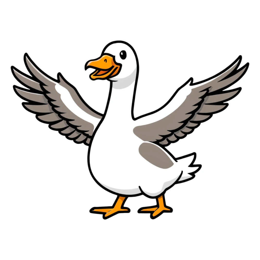 goose with wings spread out in t position sticker