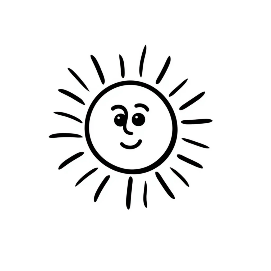 hand-drawn doodle of a sun with rays sticker