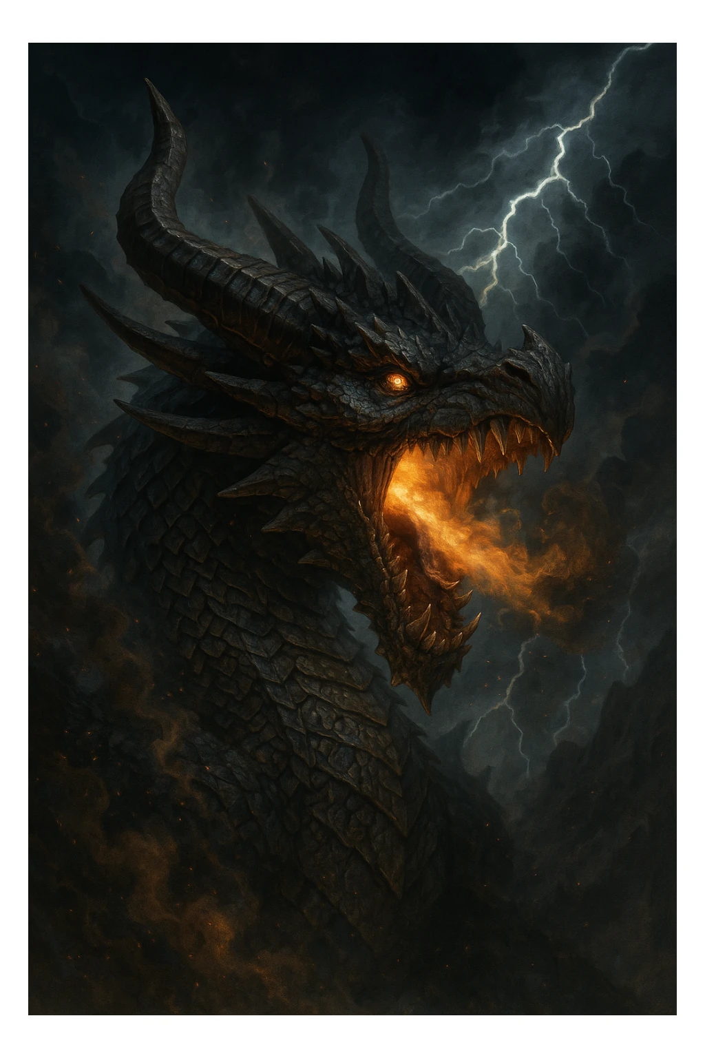 a dragon roaring, dramatic, detailed, fantasy style sticker