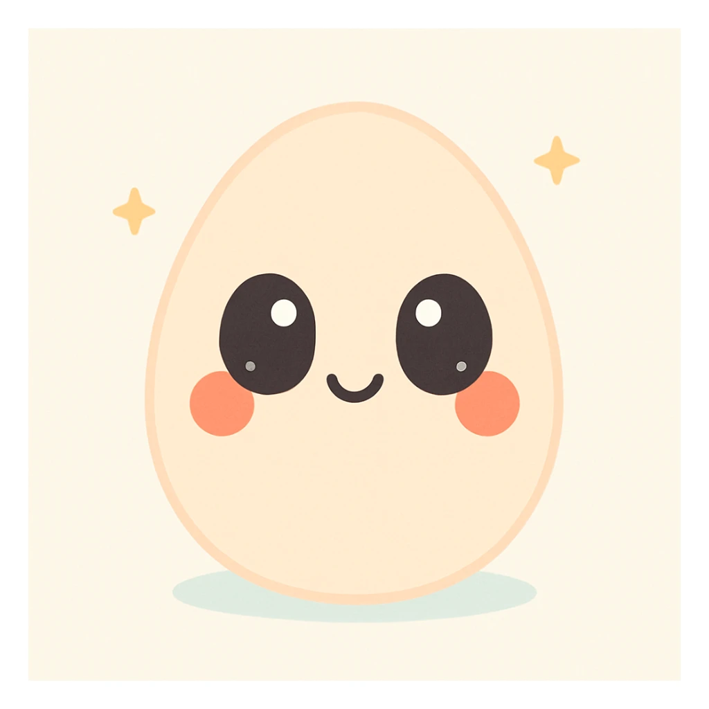 egg character, cute style, red cheeks, simple background sticker