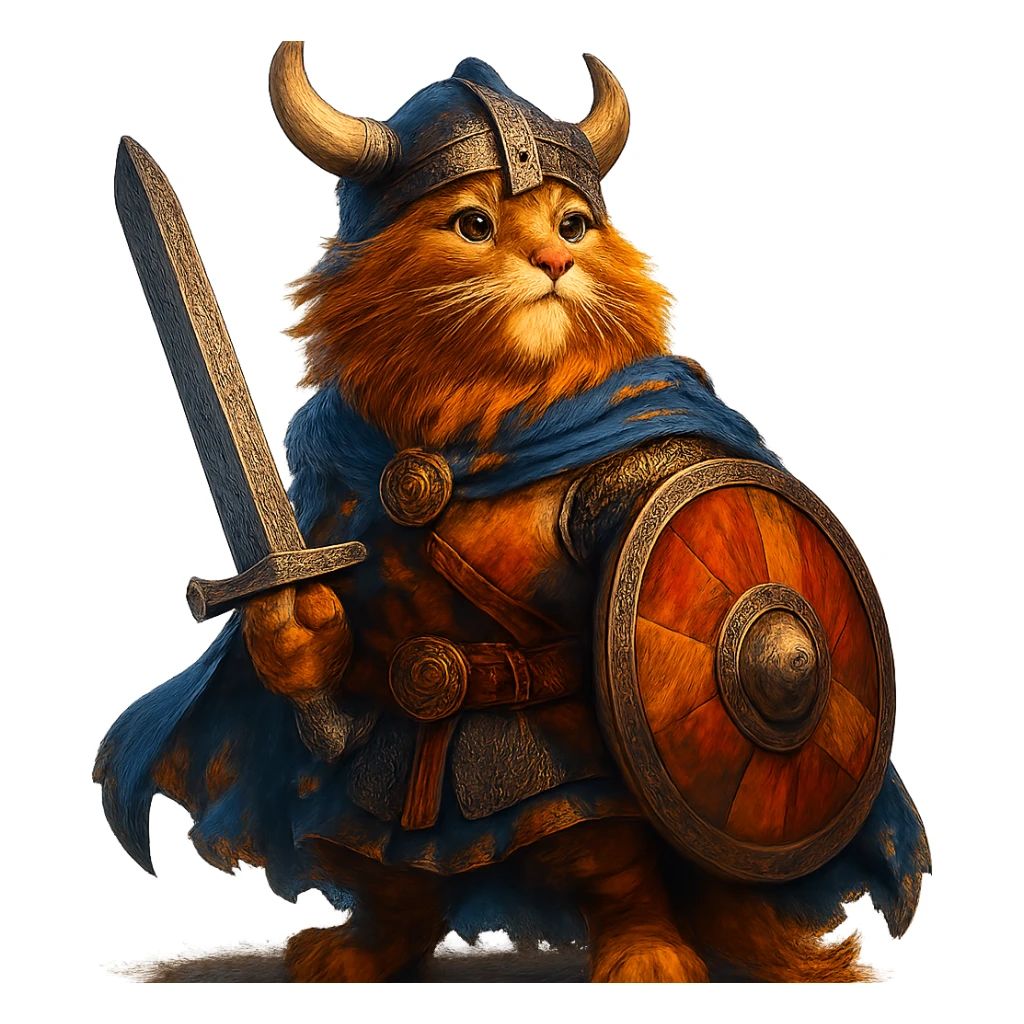 valorous Viking ginger cat in Valhalla, epic, heroic, vibrant colors sticker