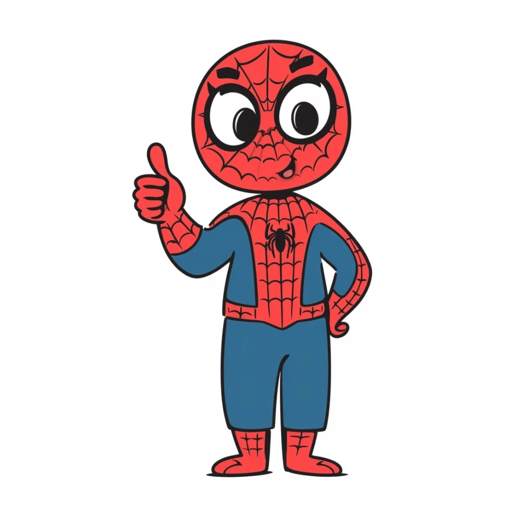 spiderman giving a thumbs up, hand drawn doodle style sticker