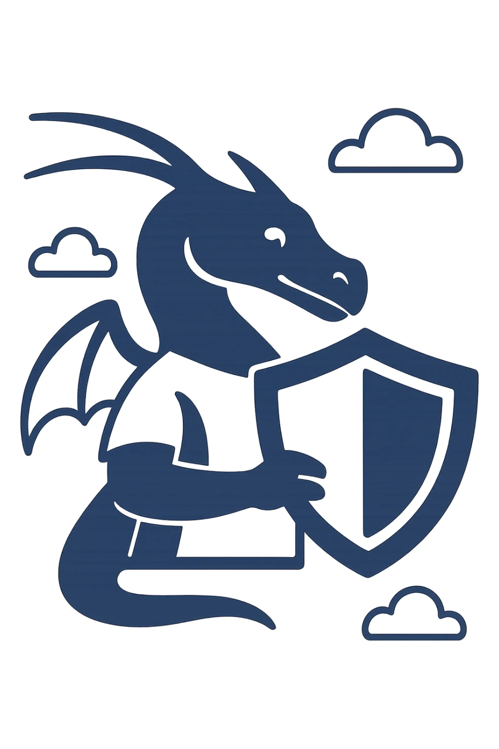 Make the shield much bigger, keep the Kali Linux dragon and modern tech logo style, flat blue color scheme, preserve transparency if present. sticker