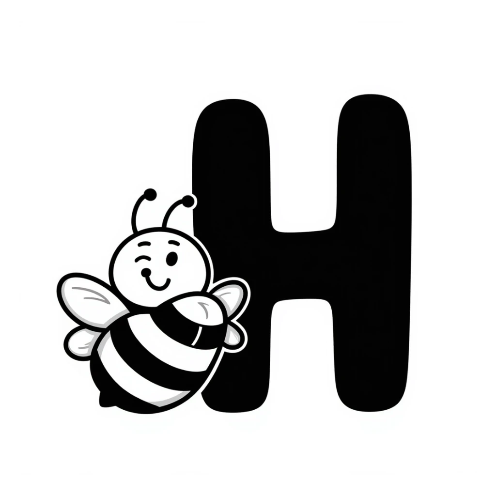 honey bee with the letter H sticker