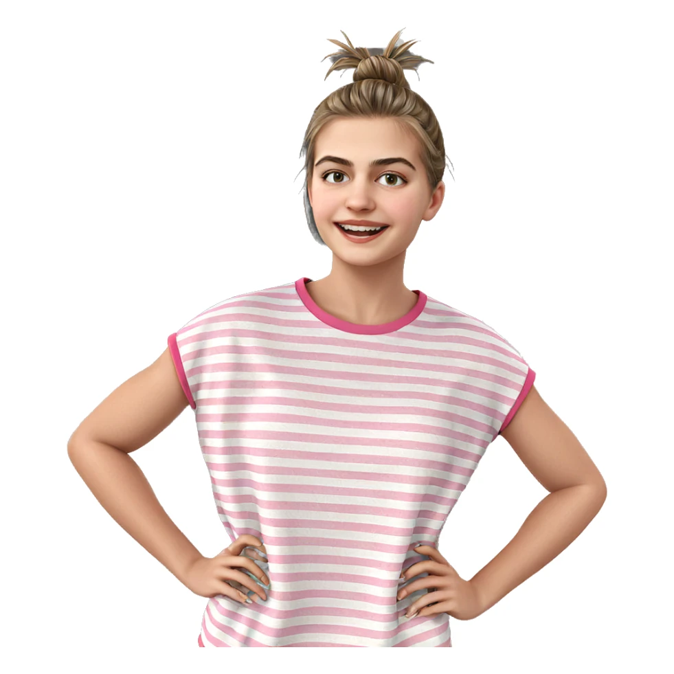 smiling girl in striped shirt sticker