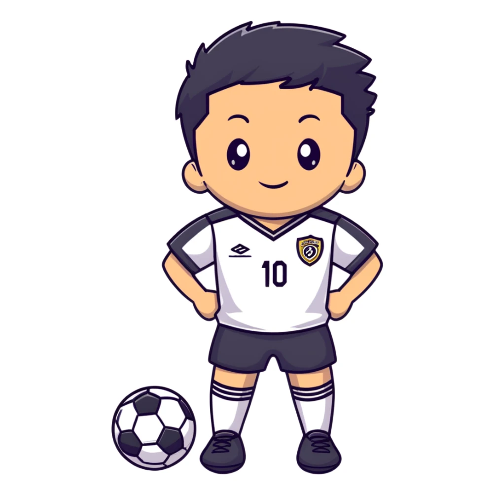 Boy wearing a soccer suit sticker