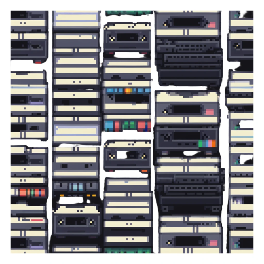 collection of VHS tapes stacked together sticker