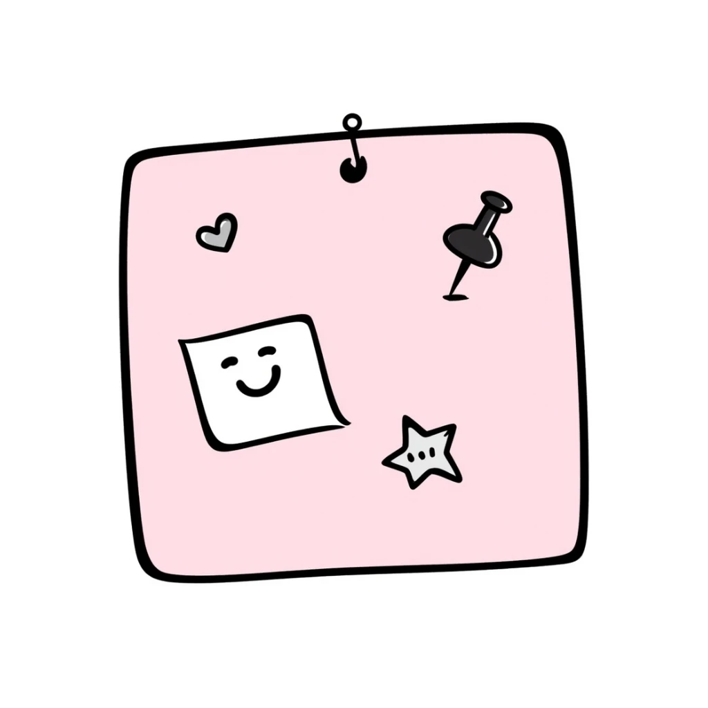 pink pin board hand-drawn doodle style sticker