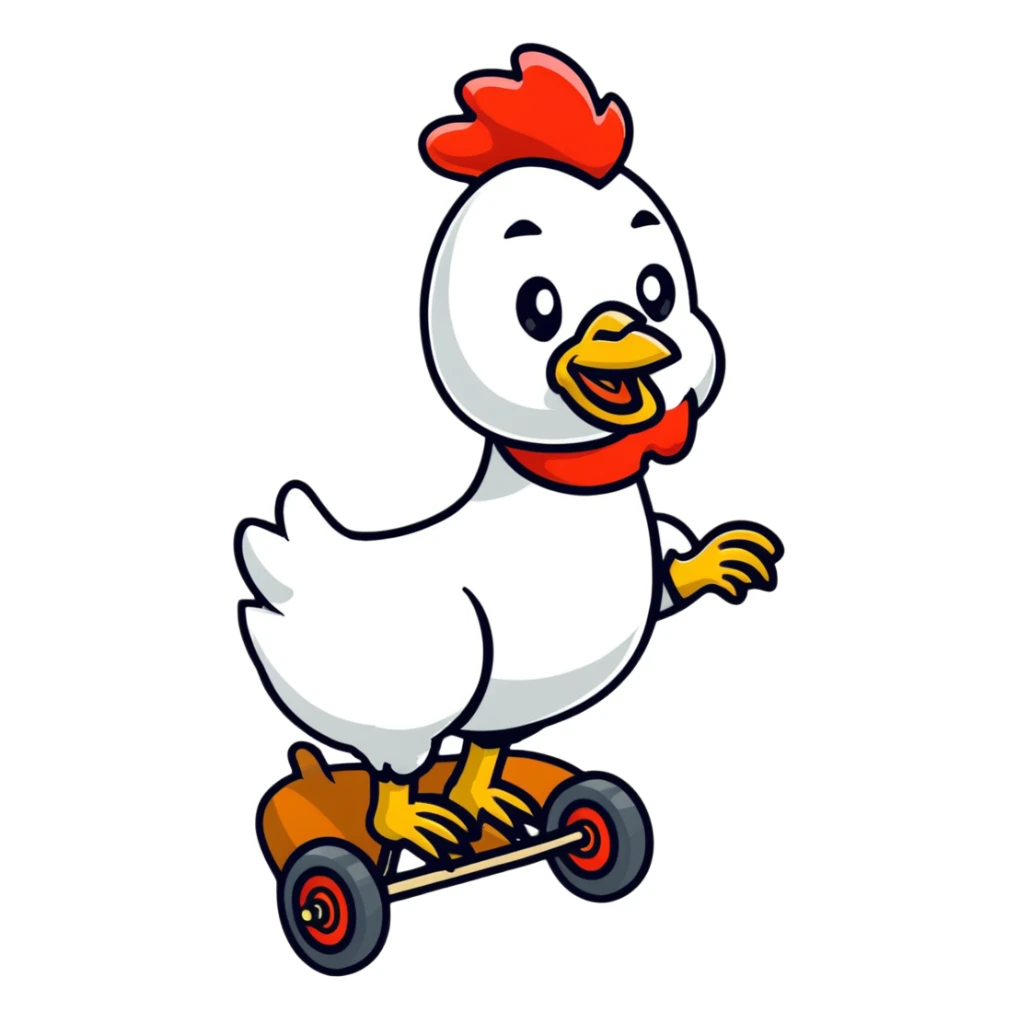 funny person riding a giant chicken like a jockey, internet meme, comical, human jockey on chicken sticker