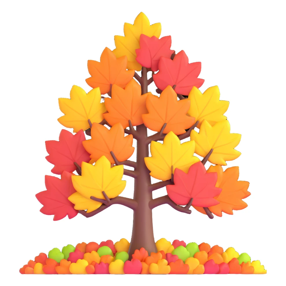 tree in the fall with colorful autumn leaves sticker