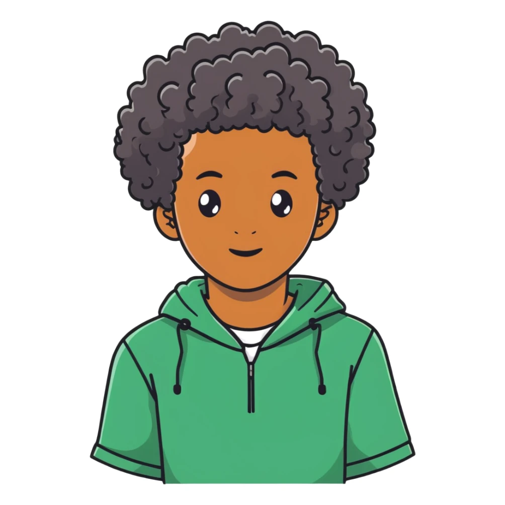 black boy with curly hair sticker