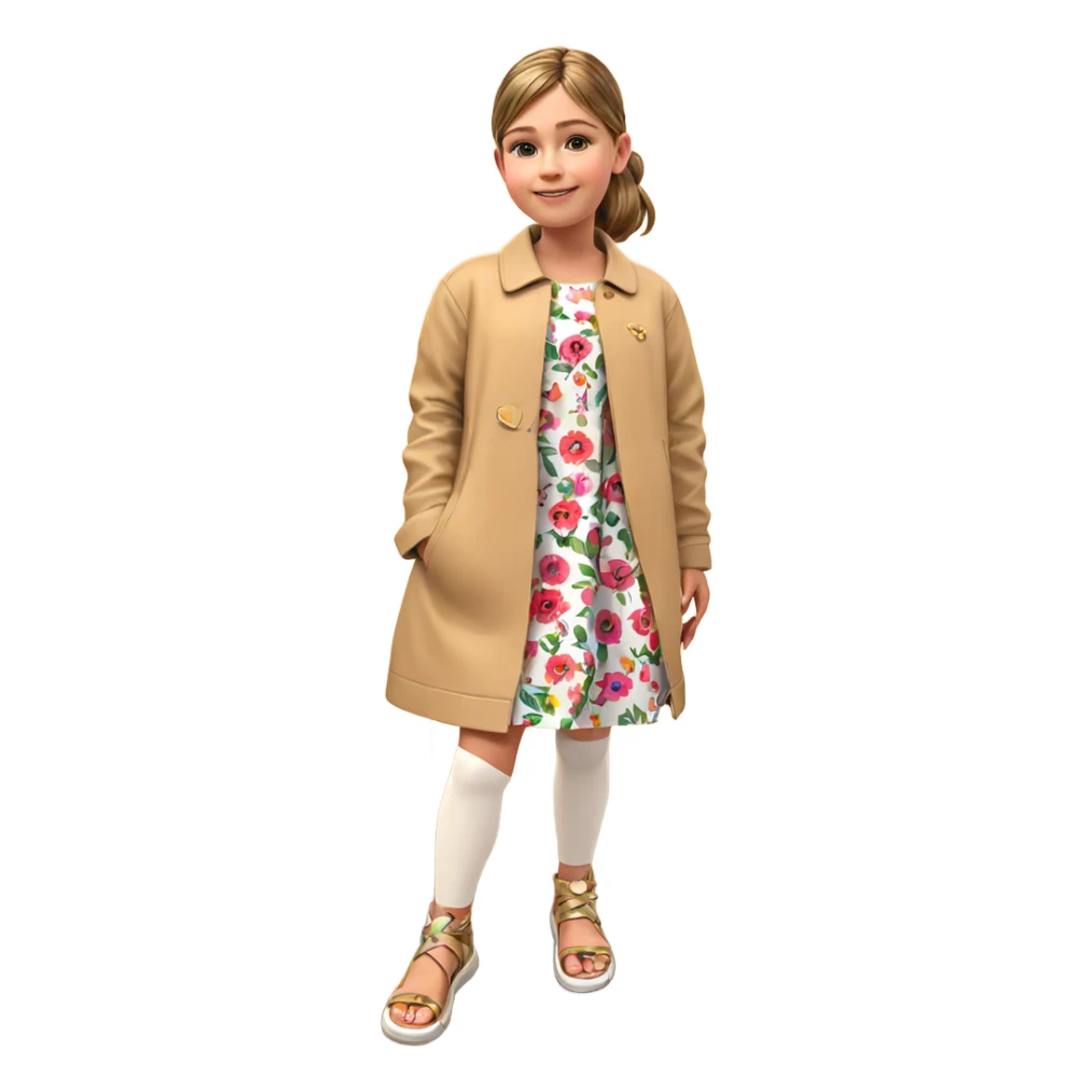 smiling girl in floral dress sticker