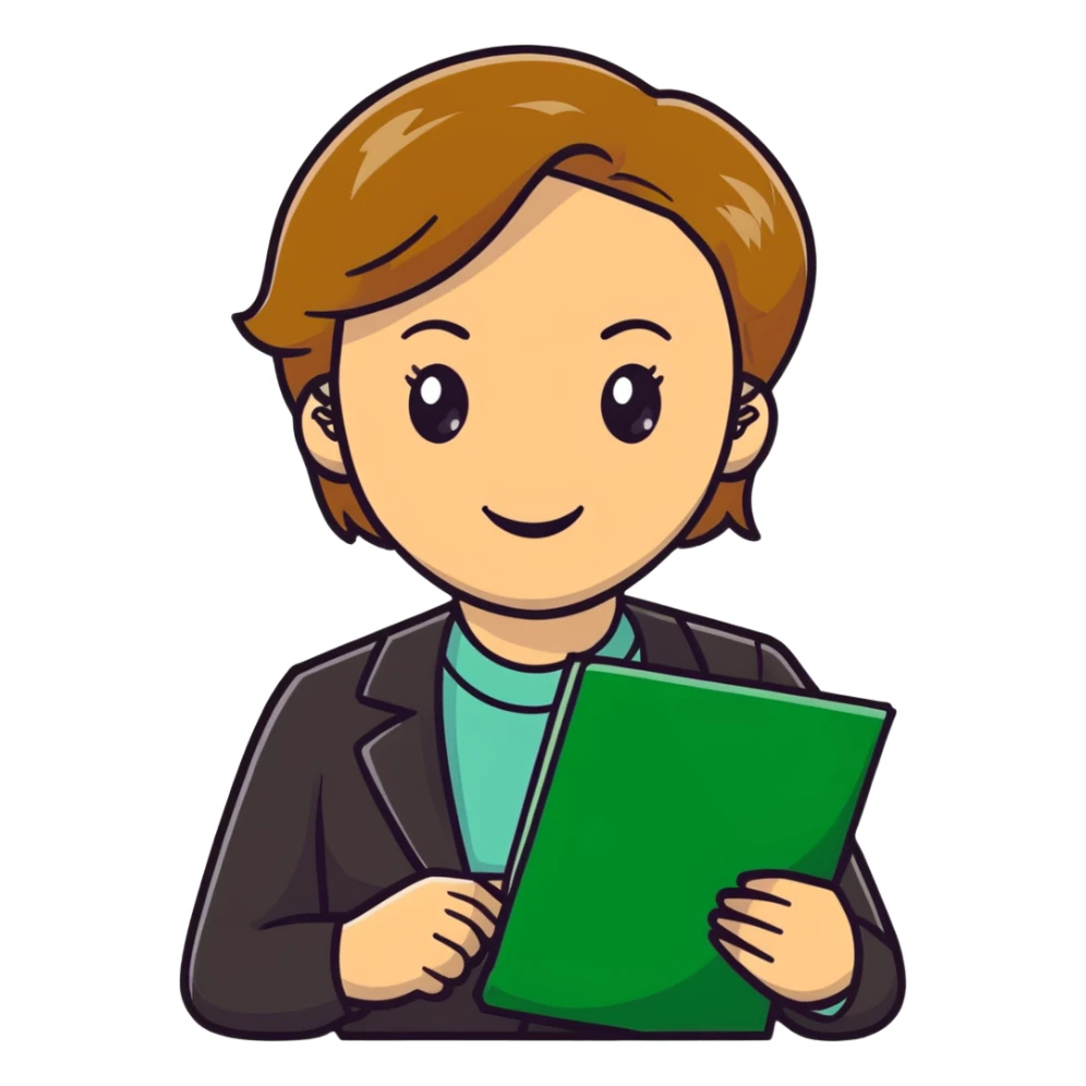 happy teacher with light brown hair and green eyes sticker