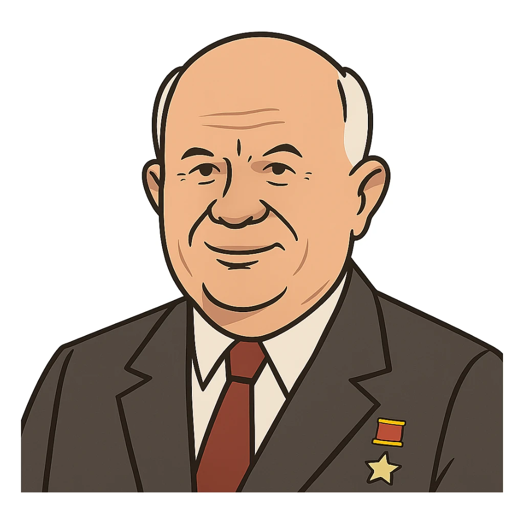 flat toon style portrait of Nikita Khrushchev sticker