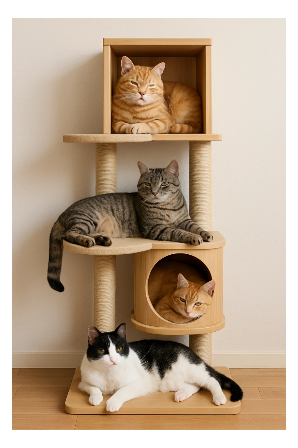 cats relaxing in a vertical playhouse sticker
