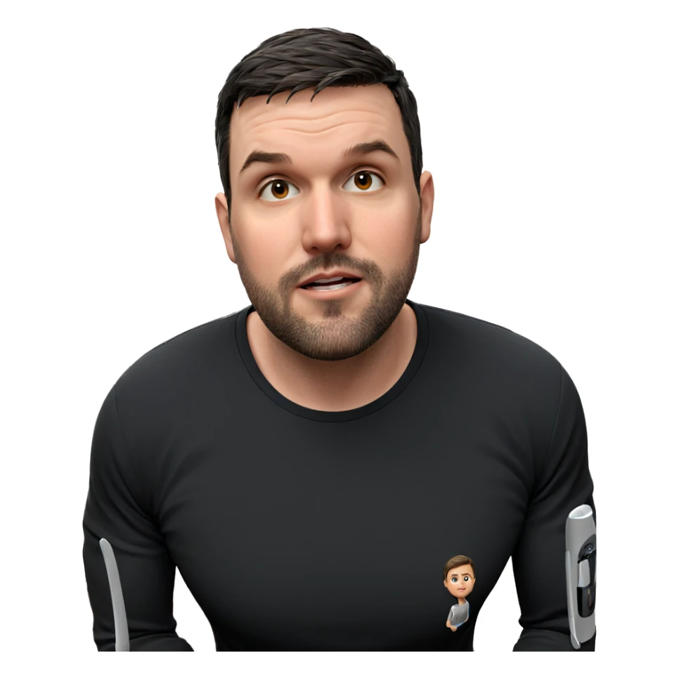 male in black shirt indoors sticker