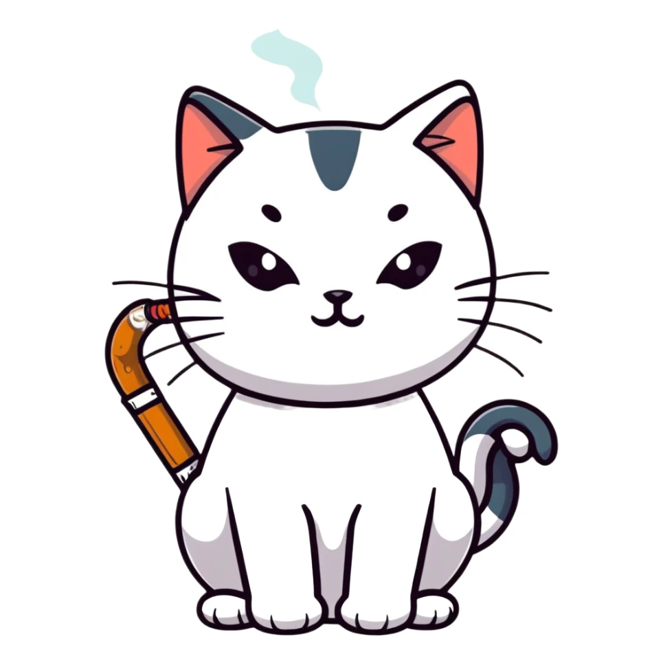 cat with cigarette in mouth staring intensely sticker