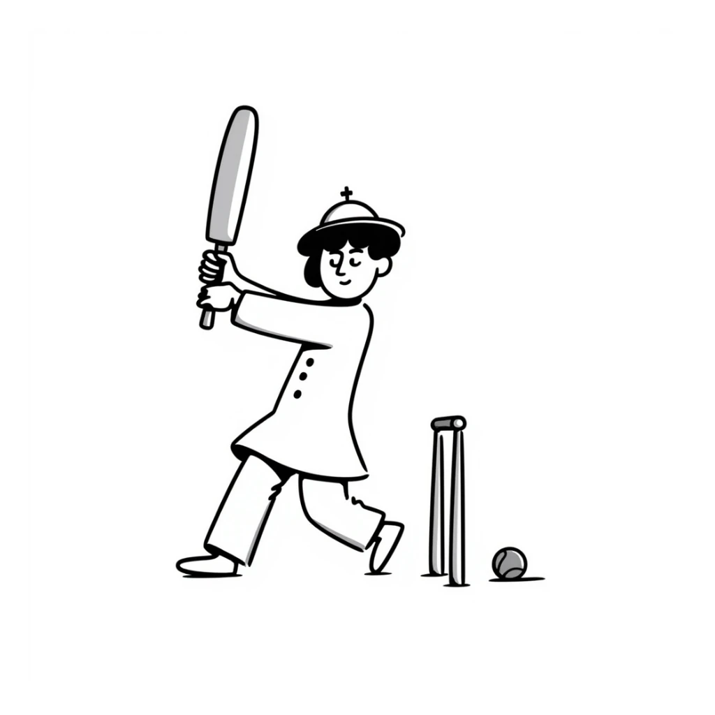 the pope as a cricket batsman, hand drawn doodle style sticker