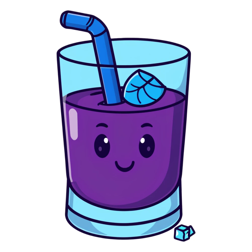 glass of grape koolaid with ice cubes sticker