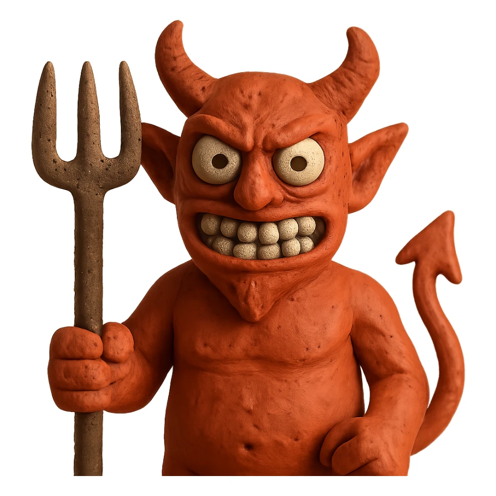 Belzebuth as a claymation demon with visible fingerprints sticker