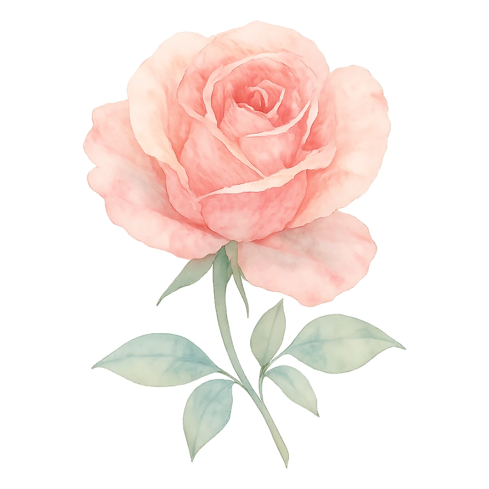 watercolor rose, delicate colors, no background sticker