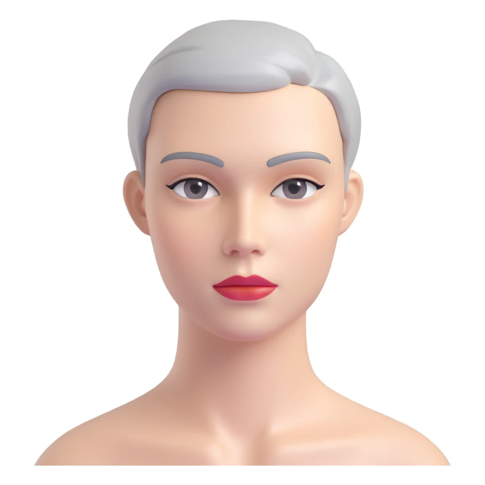 grey mannequin face, 3D style, modern and clean, subtle highlights sticker