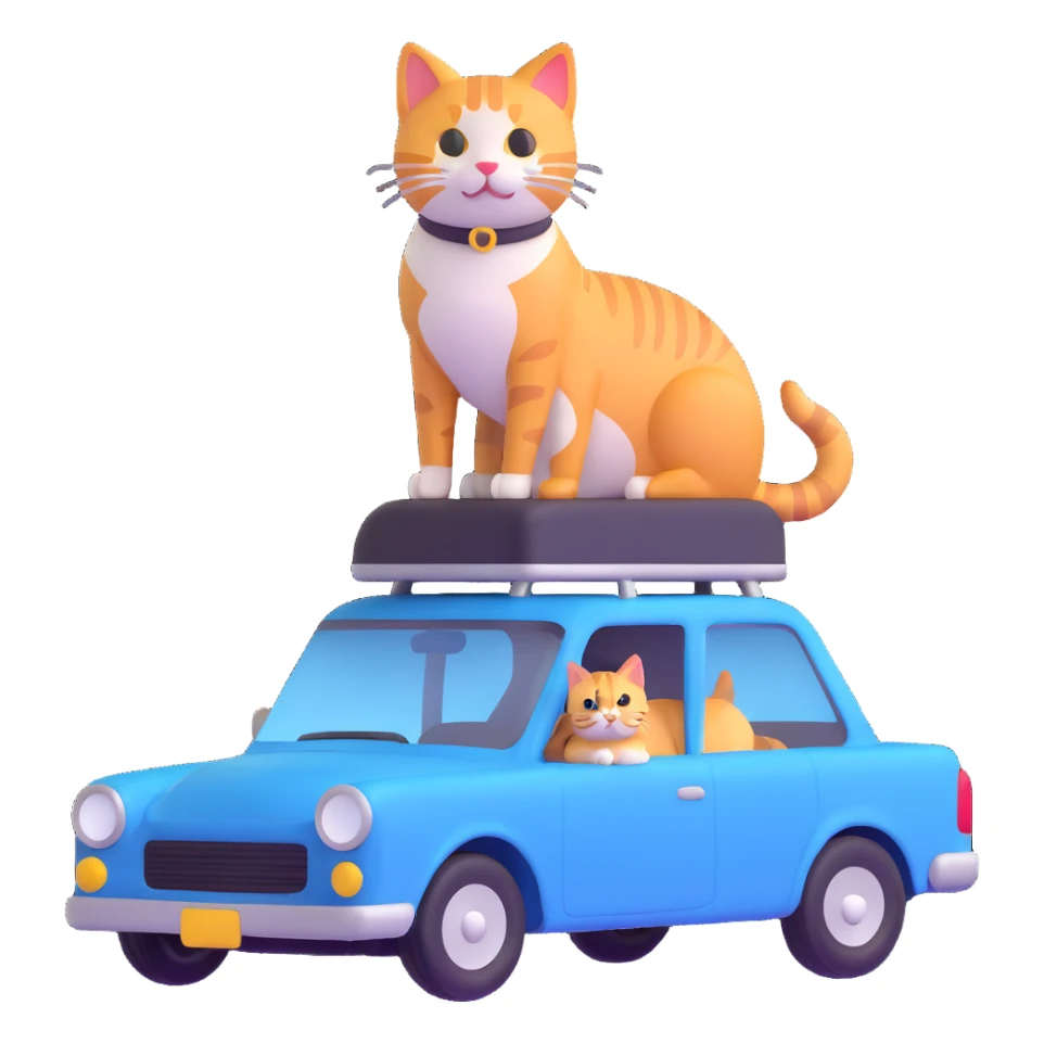 a cat on top of a car sticker