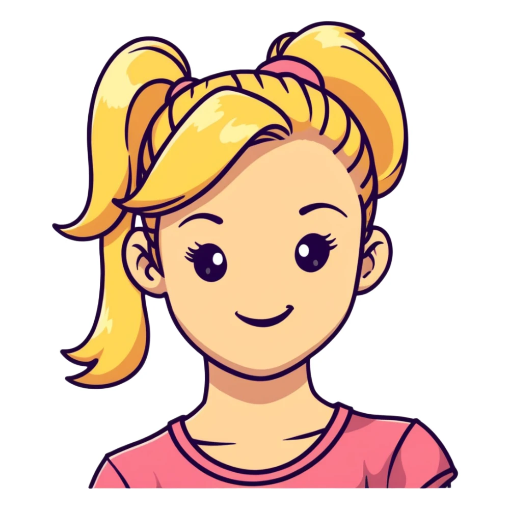blonde girl with high pony tail hair, winking sticker