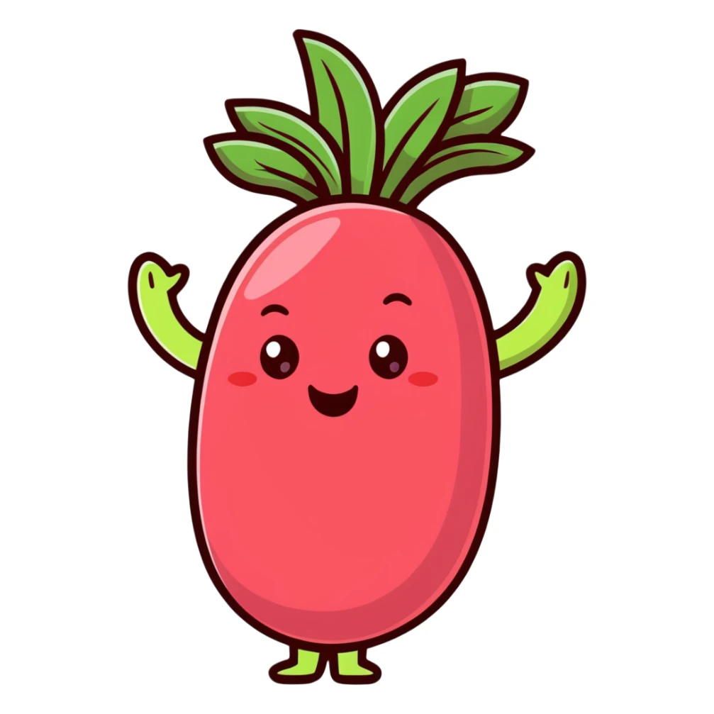 rhubarb with cute eyes and a big grin sticker