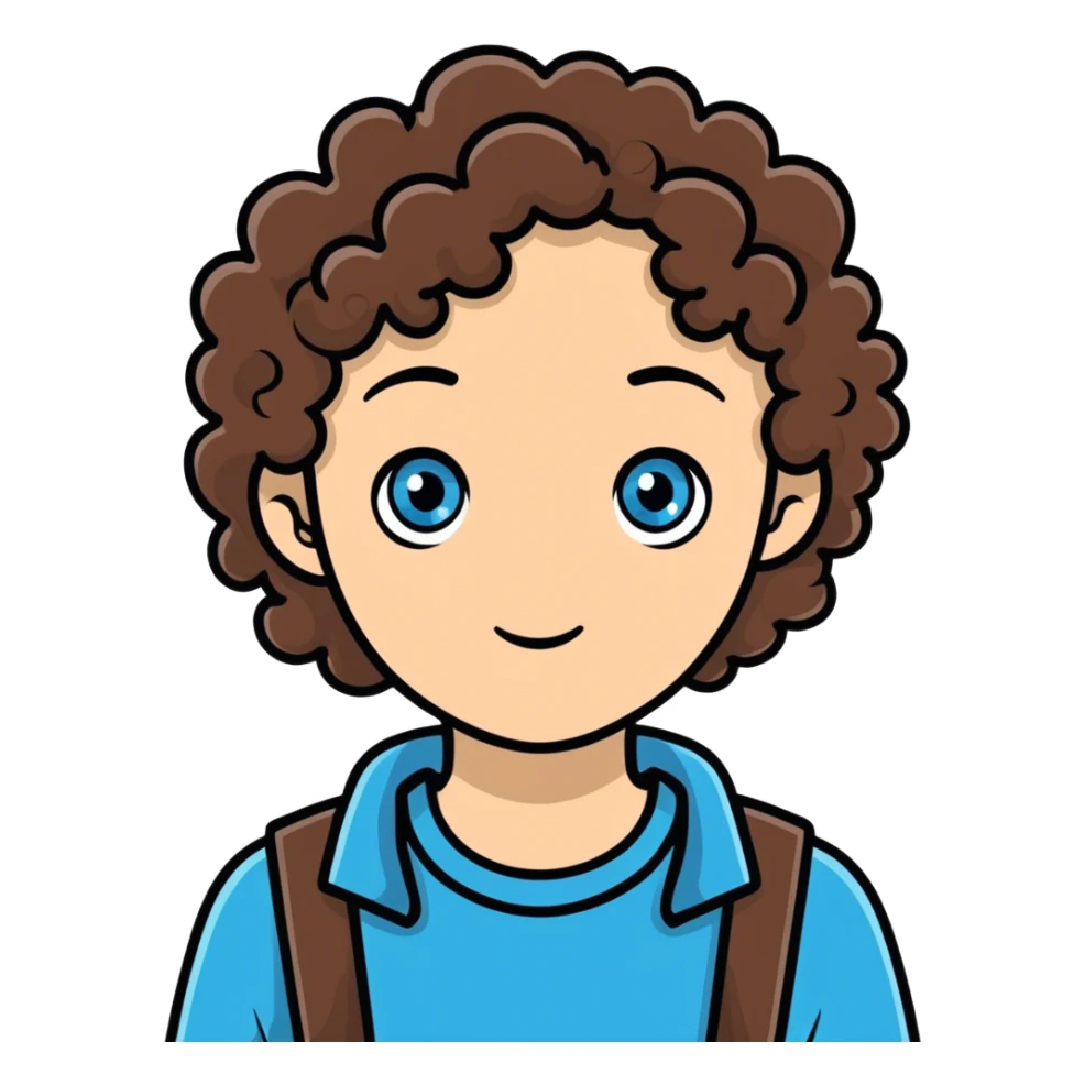 Blue eyes, curly brown hair  sticker