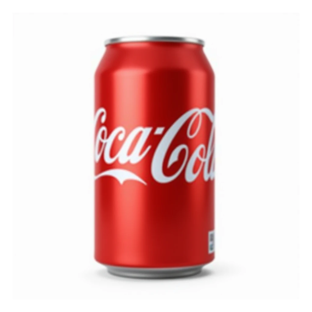 realistic red Coca-Cola can with visible Coca-Cola text, isolated, natural details, no background sticker