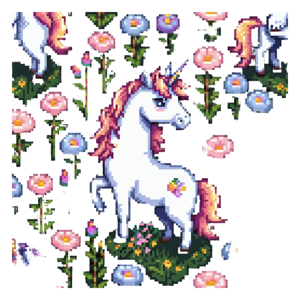 unicorn in a field of flowers sticker