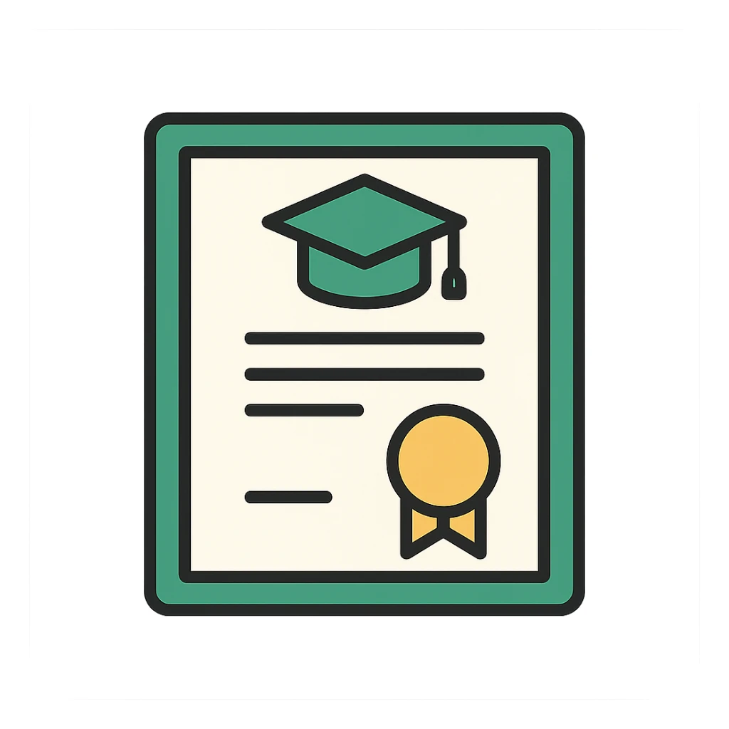 university degree or diploma, minimalistic, green gold and white color scheme, clean lines sticker