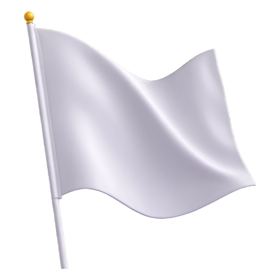 white flag, 3D style, simple icon, no text, transparent background sticker