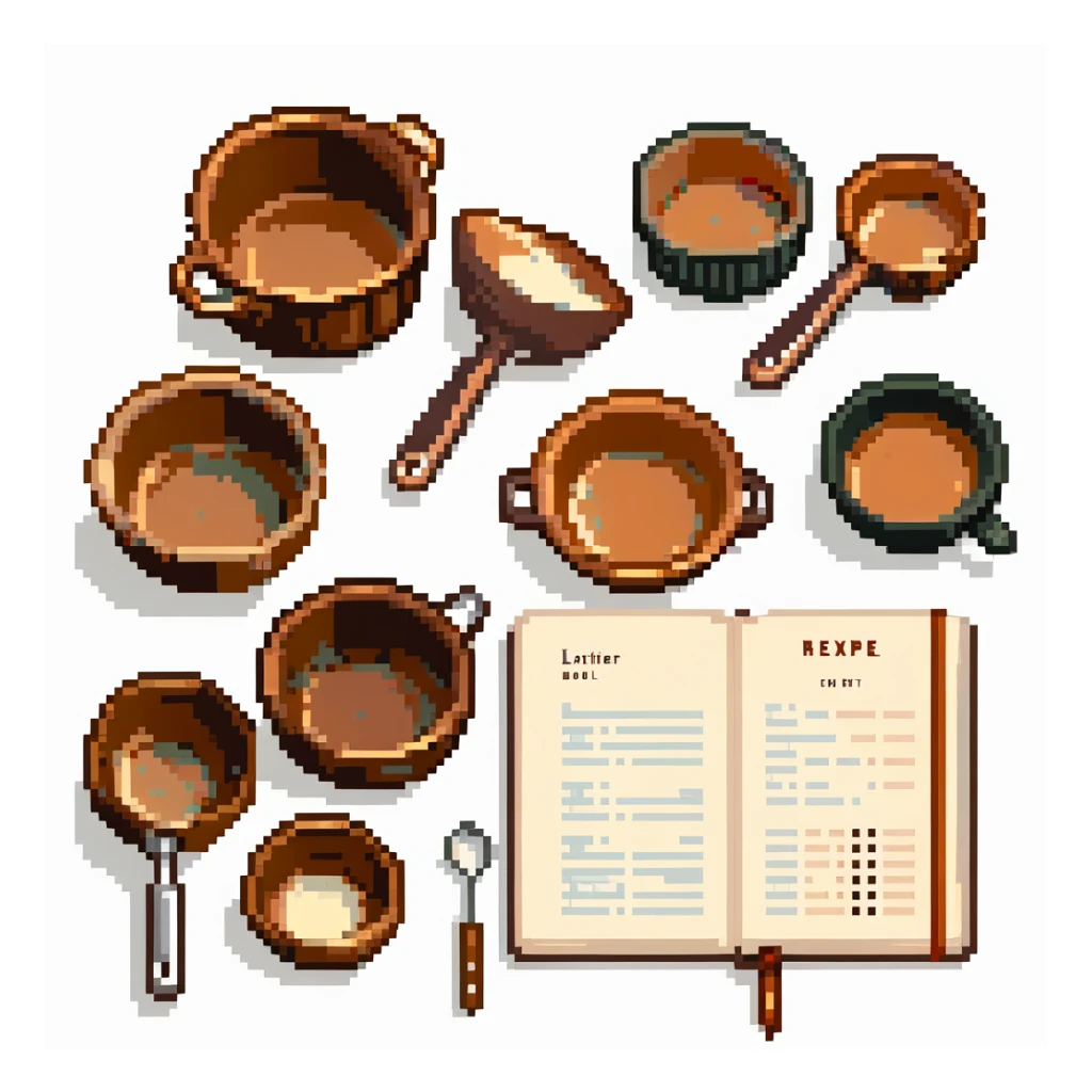 Ein erfahrener Bäcker mit kupfernen Rührschüsseln, emaillierten Messbechern und einem vintage Rezeptbuch aus Leder. Die UI-Elemente imitieren Papier, Leder und Metall – Buttons wirken wie gestanzte Knöpfe, Tabs wie Registerkarten.



 sticker