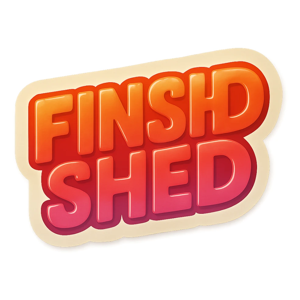 the word 'finished' as a standalone icon in retro stickers style sticker