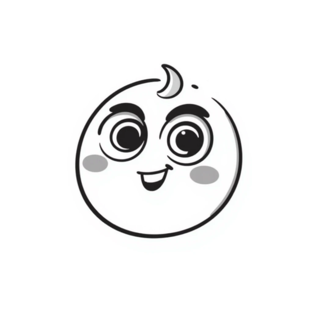 Hand-drawn cute derpy face with wobbly smile and swirly eyes sticker