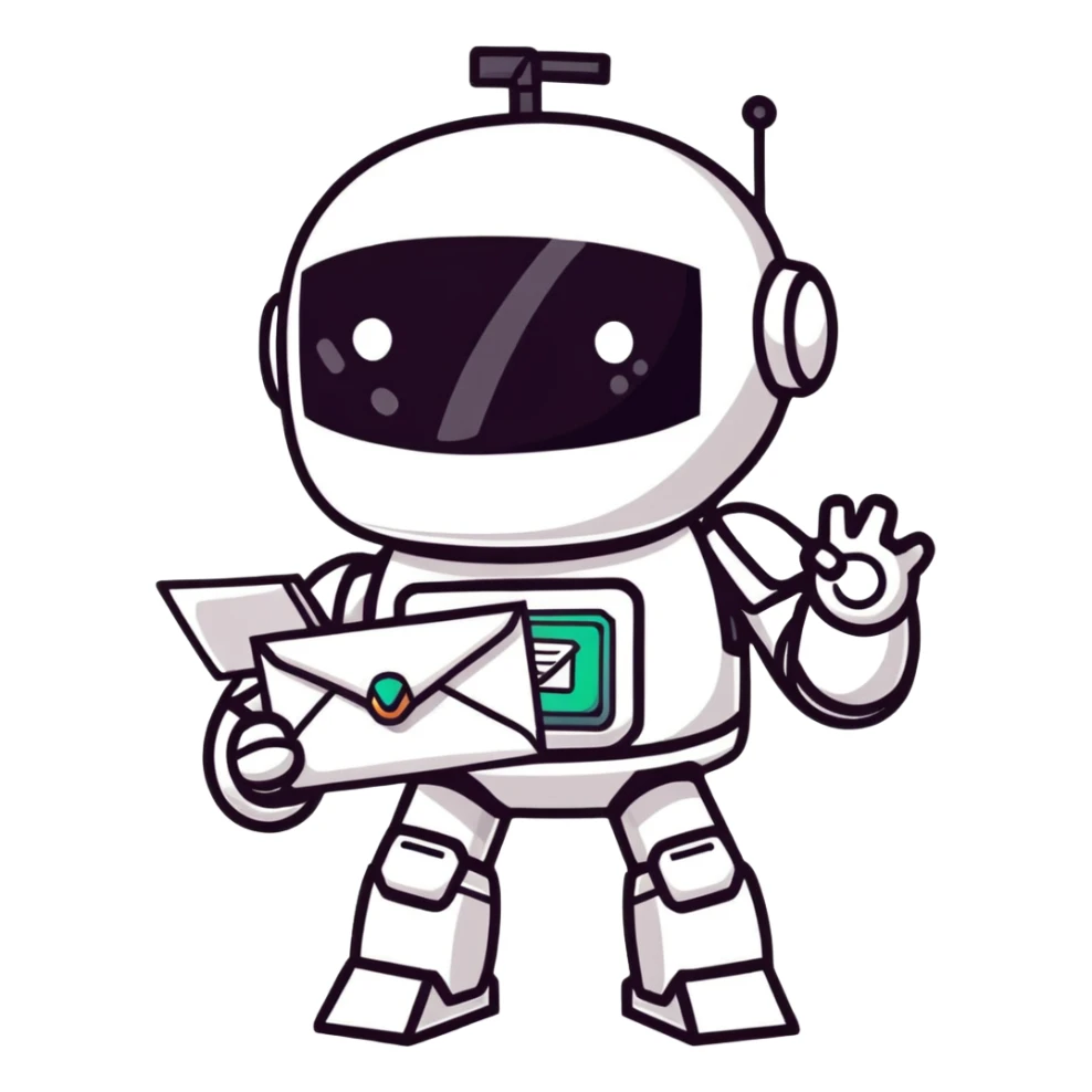 newsletter about AI, cute robot and envelope stickers sticker