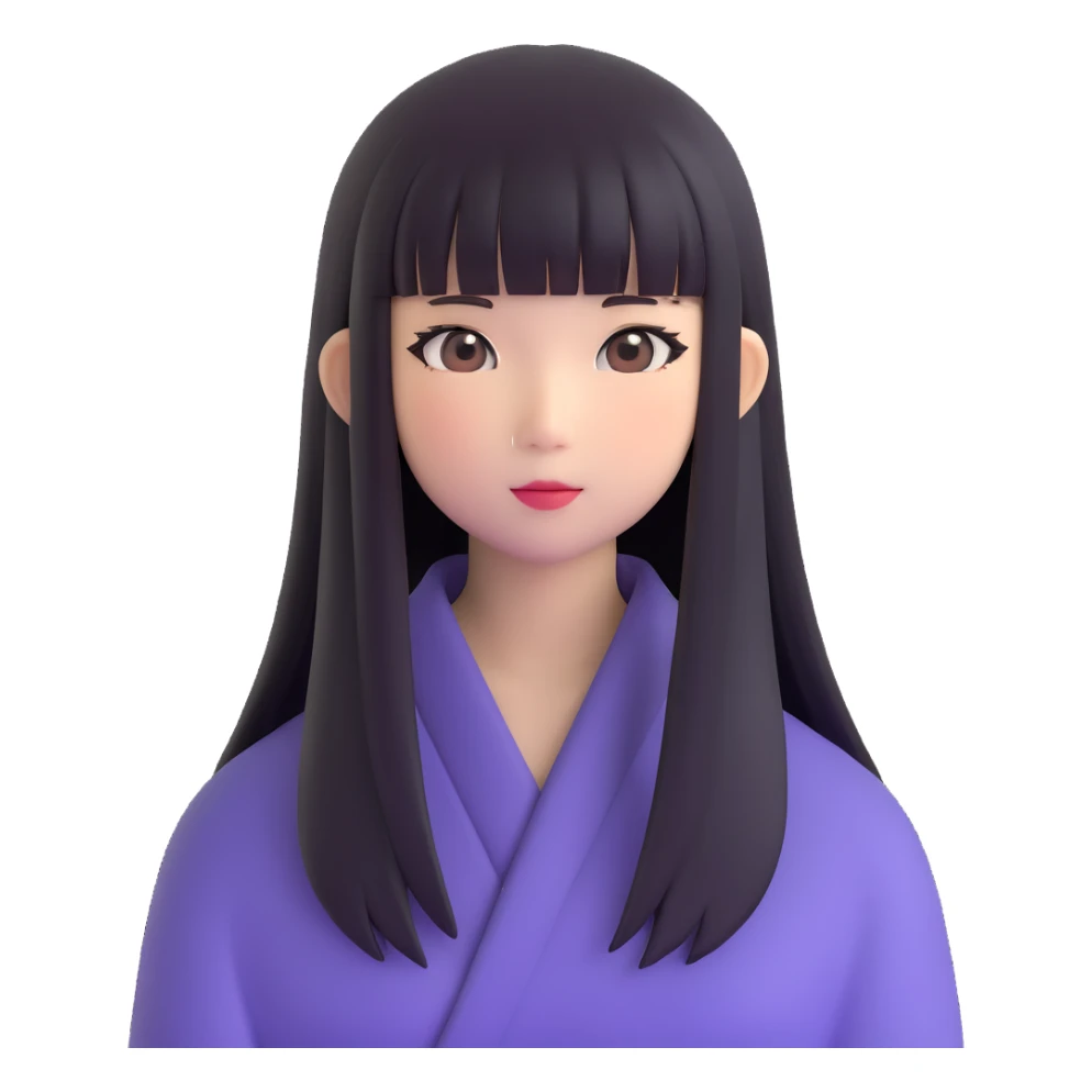 Japanese girl with straight bangs and long straight hair sticker