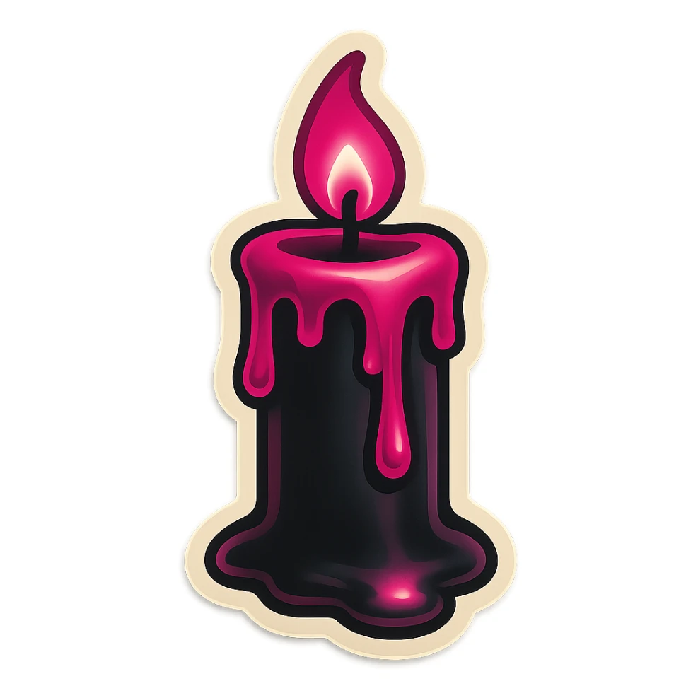 gothic candle, black and pink color scheme sticker